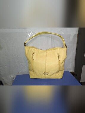 Tignanello Pale Yellow Soft Pebble Leather Hobo Bag